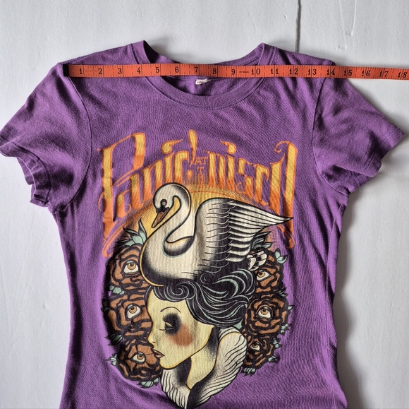 Panic At The Disco Purple Tee with Swan and Roses - Picture 3 of 6